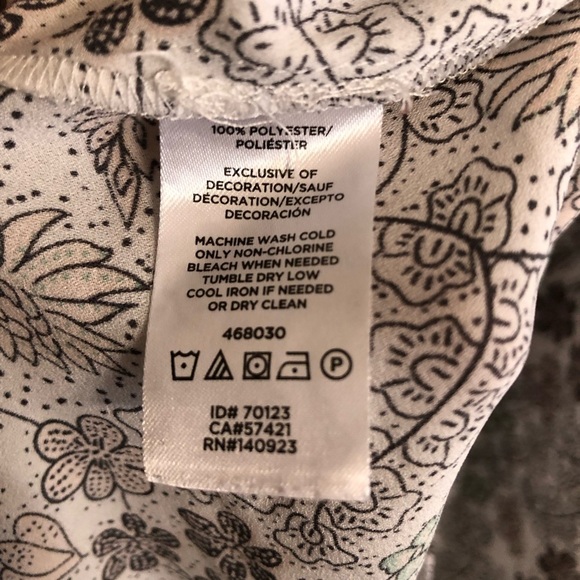 Loft Sz XS Peasant Top Blouse Cottagecore Boho Floral Neutral Keyhole Ruffled - Picture 8 of 9